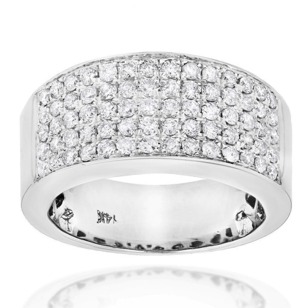 Designer Wedding Band with Sparkling Pave Diamonds - Yaffie Gold 1 3/4 Carat TDW