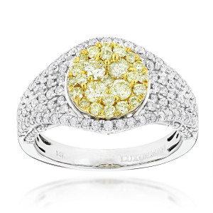 Gold 1 3/4ct TDW White and Yellow Diamond Engagement Ring - Custom Made By Yaffie™
