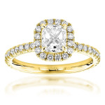 Golden Yaffie Engagement Ring featuring 2 Carats of Cushion Diamond with Halo Design