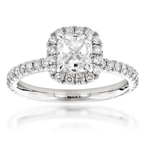 Golden Yaffie Engagement Ring featuring 2 Carats of Cushion Diamond with Halo Design