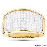 Luxe Yaffie Gold Ring with 3 1/6ct TDW Princess-cut Diamonds in an Invisible Setting