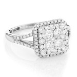 Sparkling Yaffie White Gold Engagement Ring with 1 1/2ct TDW Diamonds