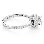 White Gold Diamond Engagement Ring with Cushion and Round Cut 1 1/5ct TDW Diamonds by Yaffie