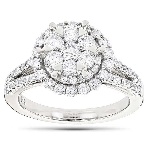 Sparkling Yaffie White Gold Diamond Cluster Ring - Perfect for Saying 'I Do'