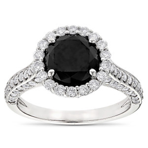 Yaffie Custom Black Diamond Halo Engagement Ring with 3.4ct of Gold Brilliance