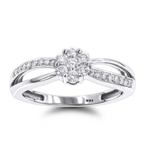 0.4ct Diamond Flower Ring for Women in White Gold by Yaffie