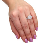 Yaffie Platinum Princess and Round Diamond Halo Engagement Ring (2.1/0ct TDW)