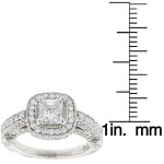 Yaffie Platinum Princess and Round Diamond Halo Engagement Ring (2.1/0ct TDW)