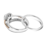 Gold 1ct Halo Flower Diamond Engagement Ring Set by Yaffie