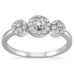 Yaffie Trio Diamond Bridal Set in White Gold with 1/2ct Cluster