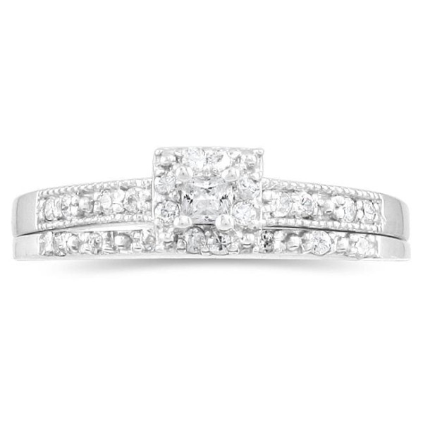 Bridal perfection: Yaffie White Gold Princess Diamond Ring Set (1/3ct TDW)