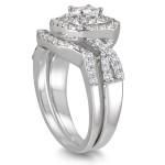 Yaffie Princess Bridal Set: White Gold, 1ct TDW, Double Halo Diamond Shine