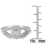 Antique-inspired Bridal Ring Set with 2/5ct White Diamond in Yaffie White Gold.