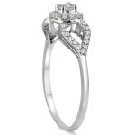 Antique-inspired Bridal Ring Set with 2/5ct White Diamond in Yaffie White Gold.