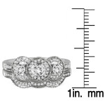 Yaffie Antique 3-Stone Diamond Bridal Set in White Gold with 0.75ct Total Weight