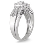 Imbue Your Love with Radiance: Yaffie White Gold Diamond Halo Bridal Set