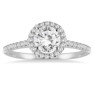 Sparkling Yaffie Ring with 1 1/4ct TDW Diamond Halo in White Gold