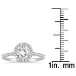 Sparkling Yaffie Ring with 1 1/4ct TDW Diamond Halo in White Gold