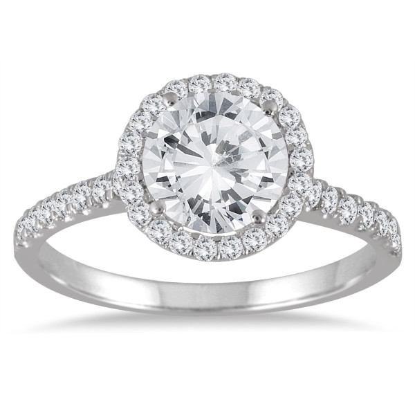 Sparkling Halo Diamond Engagement Ring with 2ct TDW, in Yaffie Radiant White Gold