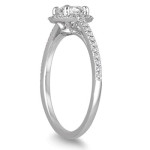 Dazzling Yaffie Engagement Ring with a 3/4 ct TDW Diamond Halo in White Gold