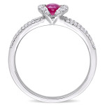 Engage in Elegance with Yaffie Ruby & Diamond Halo Ring from the Signature Collection in White Gold!