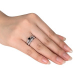 Yaffie™ Custom 1/2ct TDW Bridal Ring Set with Striking Black and White Diamonds in Gold