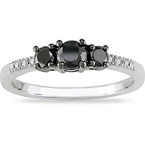 Yaffie ™ Crafts Custom Black and White Diamond Three Stone Ring - 1/2ct TDW Gold Edition!