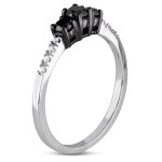 Yaffie ™ Custom-Made Black and White Diamond Three Stone Ring featuring 1/2ct of Luxurious Gold