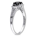 Yaffie ™ Handcrafted Black-and-White Diamond Halo Ring - 1ct TDW of Gold Brilliance