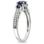 Golden Yaffie Ring with Sparkling 1/6ct Diamonds and Created Sapphire