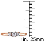 Pink Gold Triple Diamond Ring with 1/4ct TDW