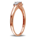 Pink Gold Triple Diamond Ring with 1/4ct TDW