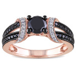 Yaffie™ Crafts Custom Rose Gold Split Shank Ring with 1ct TDW Black & White Diamonds