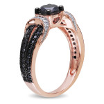 Yaffie™ Crafts Custom Rose Gold Split Shank Ring with 1ct TDW Black & White Diamonds