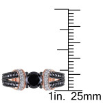 Yaffie ™ Custom-Made Split Shank Ring in Black and White Diamond with 1ct TDW, in Radiant Rose Gold