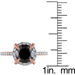 Yaffie ™ Custom-Made 2ct TDW Halo Engagement Ring in Chic Rose Gold with Black and White Diamonds.