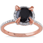 Yaffie ™ Custom-Made 2ct TDW Halo Engagement Ring in Chic Rose Gold with Black and White Diamonds.