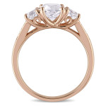 3-Stone Engagement Ring with Yaffie’s Rose Gold-Created White Sapphire and Diamond Accent