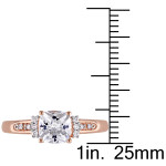 Yaffie Rose Gold White Sapphire Engagement Ring with Diamond Accents