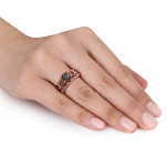 Yaffie ™ Infinity Bridal Ring Set - 1 3/8ct TDW Black Diamond, Rose-Gold with Sleek Black Rhodium