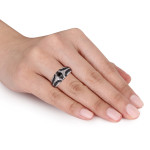 Yaffie ™ Custom White Gold Ring: Black & White Diamond Engagement, 1 1/10ct TDW