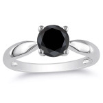 Stunning 1 1/2ct TDW Black Diamond Solitaire Ring in Yaffie ™ White Gold