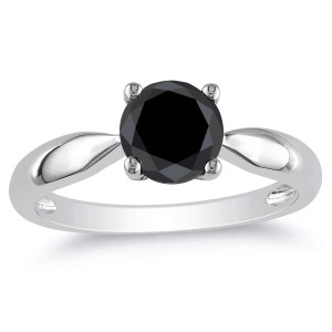 Yaffie ™ Custom Black Diamond Solitaire Ring in 1 1/2ct White Gold