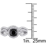 Yaffie™ Signature Black and White Diamond Halo Bridal Ring Set with 1 1/2ct TW of White Gold Brilliance