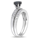 Yaffie ™ Bespoke Black and White Diamond Bridal Ring Set - 1 1/3ct TDW in White Gold