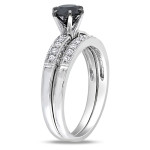 Yaffie™ Custom Black and White Diamond Bridal Ring Set with 1 1/3ct TDW of White Gold Glamour.