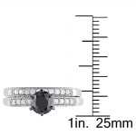 Yaffie™ Crafted Black & White Diamond Bridal Ring Set - 1 1/3ct TDW White Gold