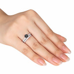 Yaffie™ Crafted Black & White Diamond Bridal Ring Set - 1 1/3ct TDW White Gold