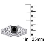Yaffie ™ Bespoke Black and White Diamond Bridal Ring Set in 1 1/4ct TDW White Gold