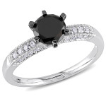 Yaffie ™ Crafts Unique White Gold Engagement Ring with 1 1/4ct TDW Black and White Diamonds